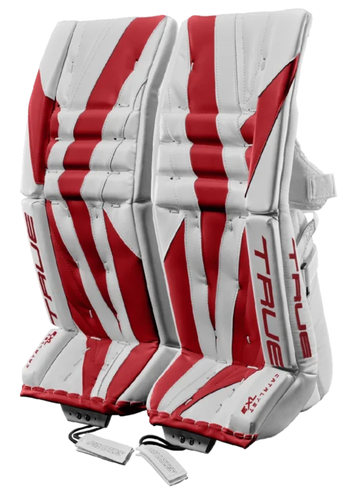 True Hockey True Catalyst 7X3 Senior Goalie Pads -Hockey Equipage Store 2023 Hockey Catalyst GoaliePads 7X3 WhiteRed