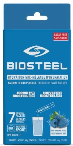 BioSteel High-Performance Sports Hydration Mix (7 Count) -Hockey Equipage Store 630614 CAN 20Biosteel Hydration 20Mix Blue 20Raspberry 7CT Front