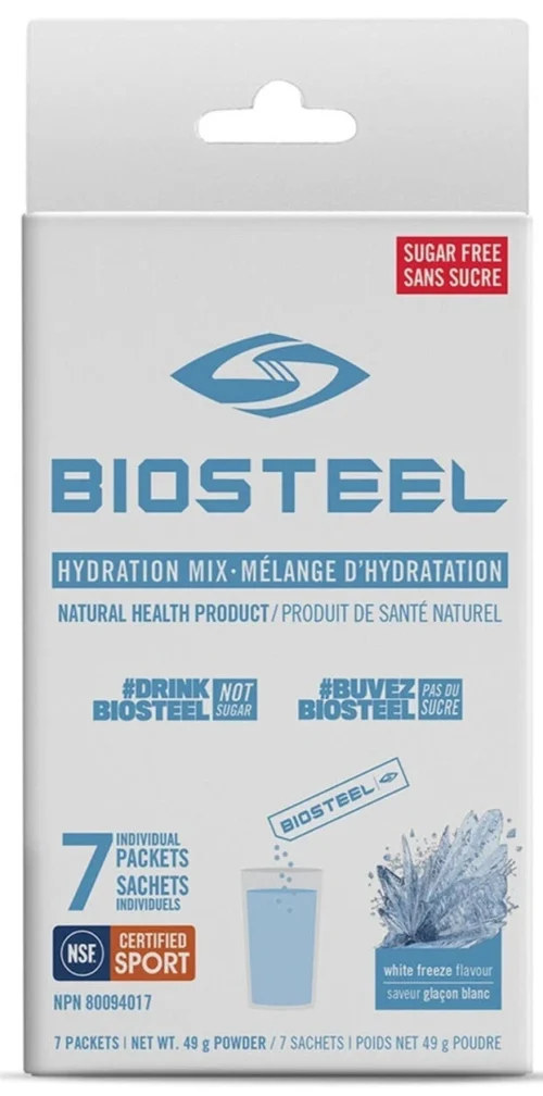 BioSteel High-Performance Sports Hydration Mix (7 Count) -Hockey Equipage Store 630617 CAN 20Biosteel Hydration 20Mix White 20Freeze 7CT Front