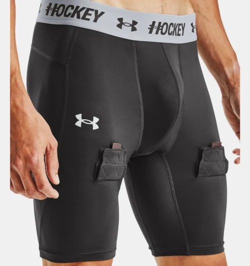 Under Armour Men's Hockey Compression Shorts -Hockey Equipage Store V5 1356493 010 VELCRO
