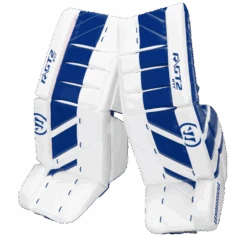 Warrior Ritual GT2 Intermediate Goalie Pads (w/ Knee Pads) -Hockey Equipage Store warrior ritual gt2 intermediate goalie pads white blue