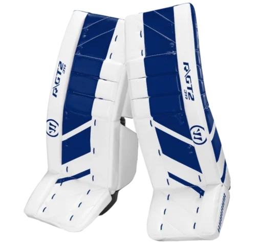 Warrior Ritual GT2 Junior Goalie Pads (w/ Knee Pads) -Hockey Equipage Store warrior ritual gt2 junior goalie pads white blue
