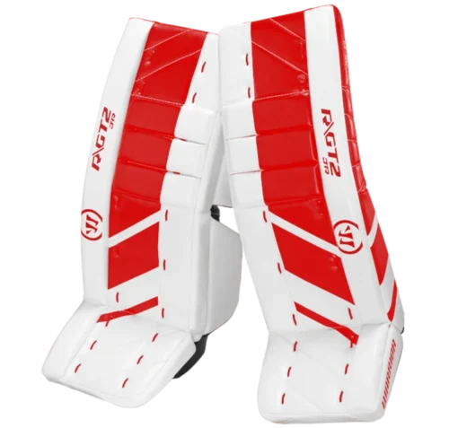 Warrior Ritual GT2 Junior Goalie Pads (w/ Knee Pads) -Hockey Equipage Store warrior ritual gt2 junior goalie pads white red
